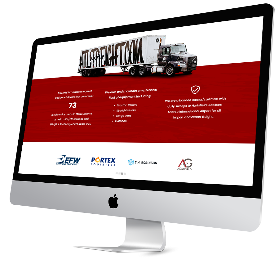 ATLFreight website on computer monitor